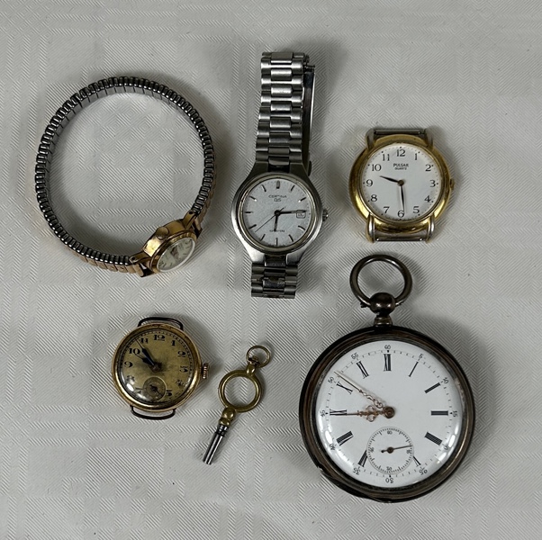 Parti armbandsur och silverfickur.
