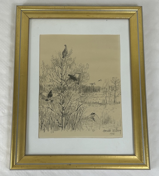 Harald Wiberg. "Orrspel" tryck, signerad och daterad 1948.