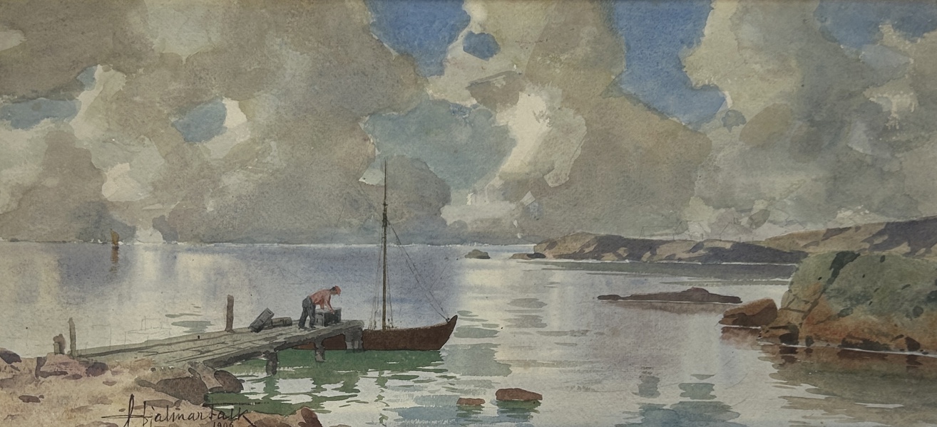 Hjalmar Falk. Akvarell, signerad och daterad 1906.
