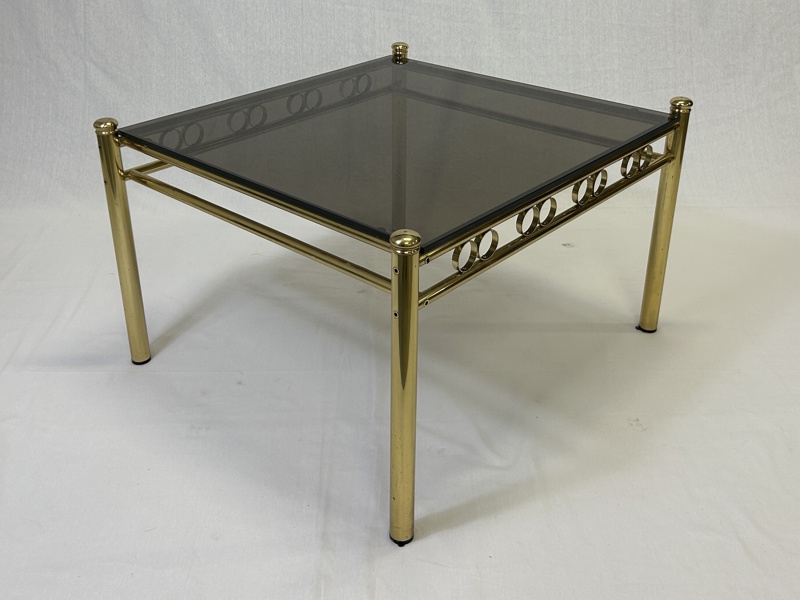 Soffbord, mässing och glas, 1960/70-tal.