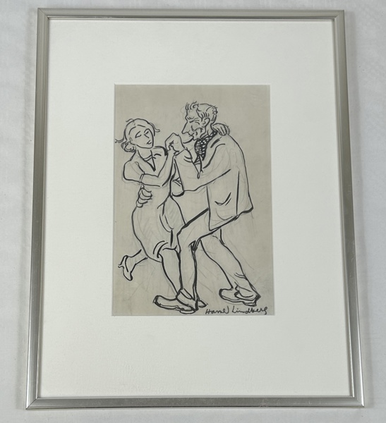 Harald Lindberg. Tusch/Blyerts, signerad.