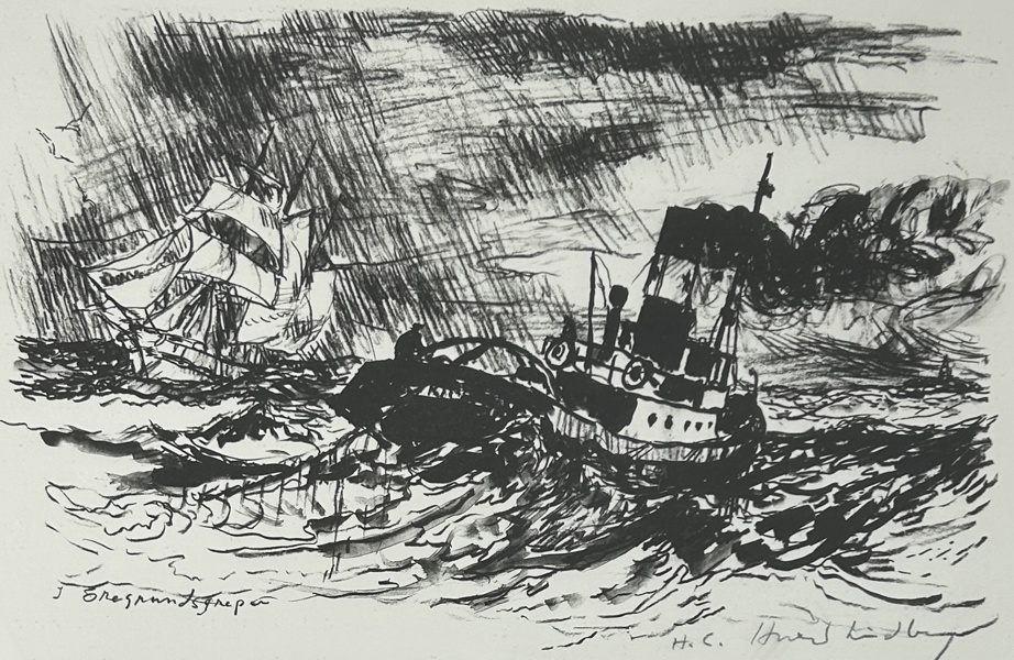 Harald Lindberg. Tusch, signerad.