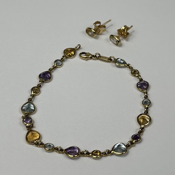 18K Guld Armband och örhängen, 