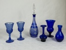 Glas- och kristallföremål, 5 delar, bla Böhmisk kristall, 1900-tal.