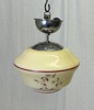 Taklampa, glas/kromad metall, art deco, 1900-talets första hälft.