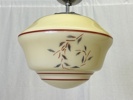 Taklampa, glas/kromad metall, art deco, 1900-talets första hälft.