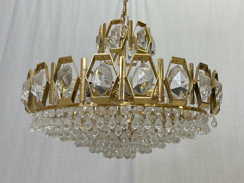 Taklampa, glas/metall, 1900-tal.