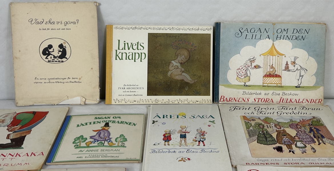 Barnböcker, bla Elsa Beskow.