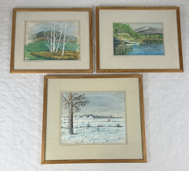 Tavlor, 3 st, Akvareller, signerade, Uppsala motiv.