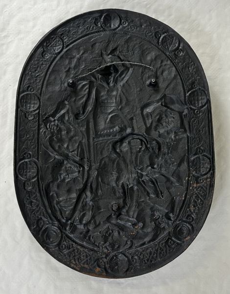 Väggsköld, gjutgods, Asaguden Tor med hammare, 1900-tal.