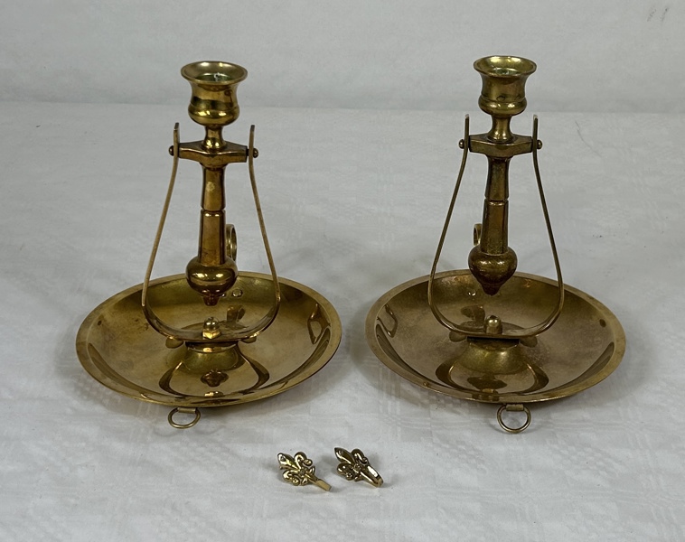 Skeppstakar, ett par, mässing, 1900-tal.