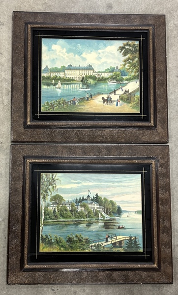 Tavlor, 2 st, 18/1900-tal.Drottningholms Slott & Ulriksdals Slott