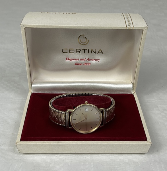 Herrarmbandsur. Certina, 14k, 33,5 mm, 1900-tal.