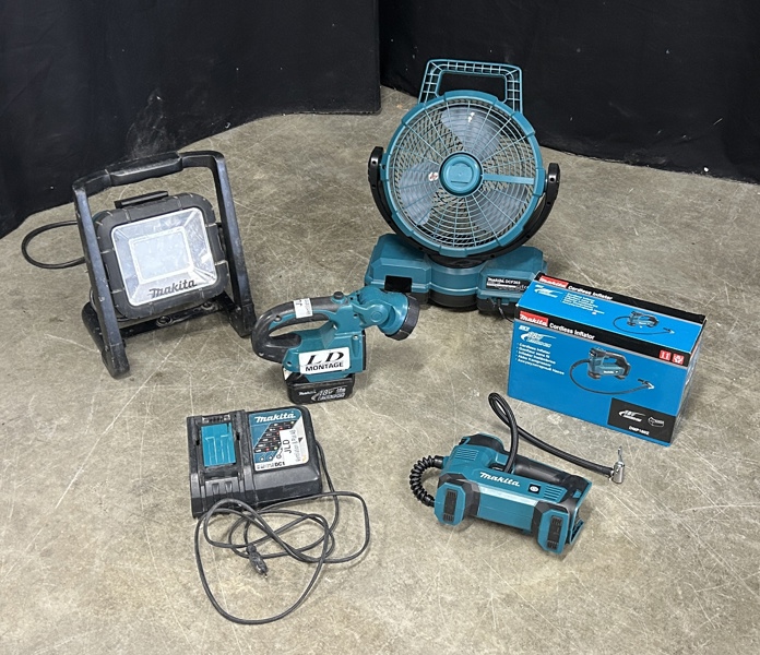 Makita, 5 delar, kompressor, fläkt och lampor.
