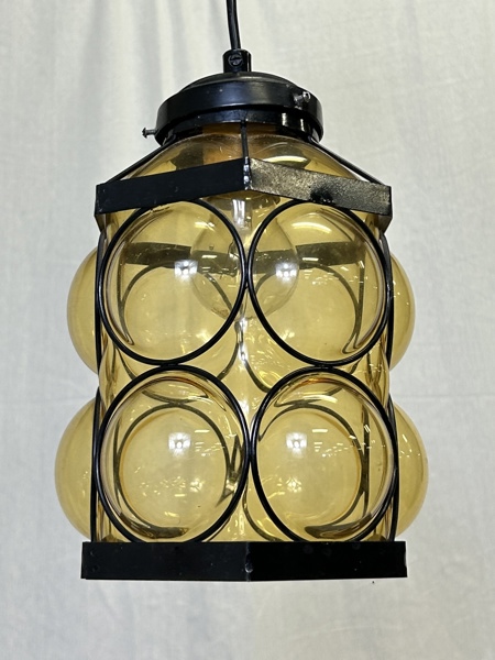 Taklampa, glas/metall, 1900-tal.