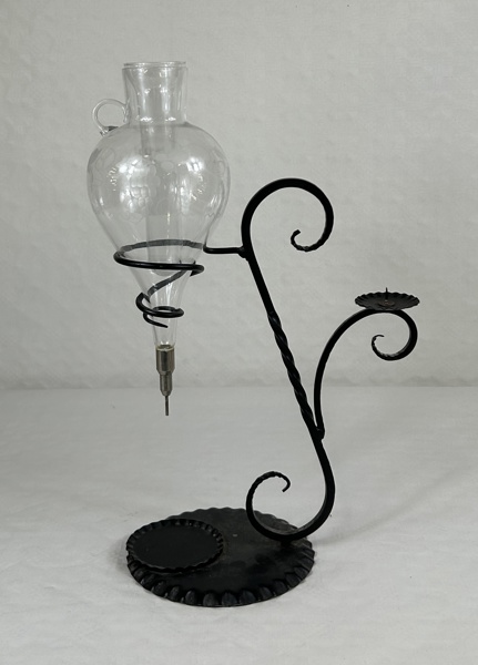 Vinhållare, glas/smide, 1800-tal.
