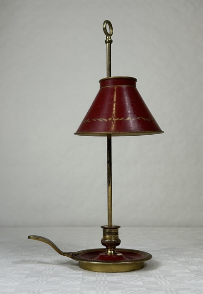 Läslampa för ljus, mässing/metall, 18/1900-tal.Ställbar Skärm.