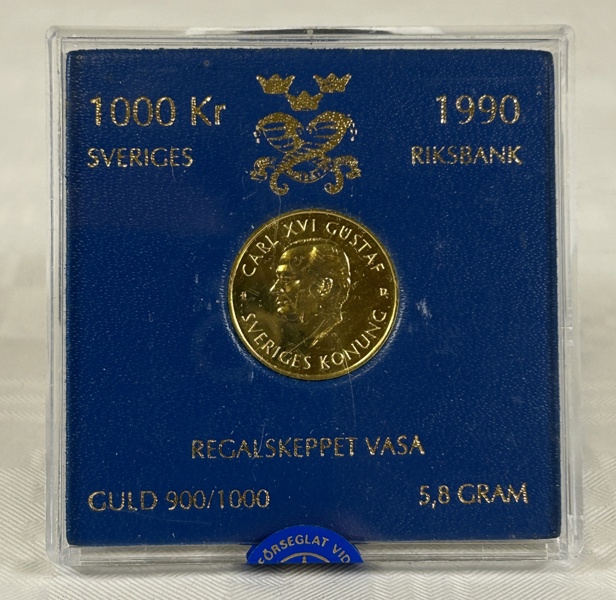 Guldmynt, Sverige, 1000 kronor 1990, Regalskeppet Vasa.