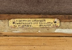F. Grey. "A German Cruiser Torpedoed off falkland Islands 1914", Olja på Duk, signerad och daterad 1915.