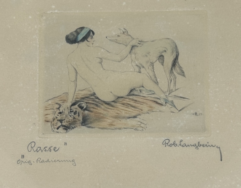 Otydlig signering. Färgetsning, Art Nouveau, signerad och daterad 1921.