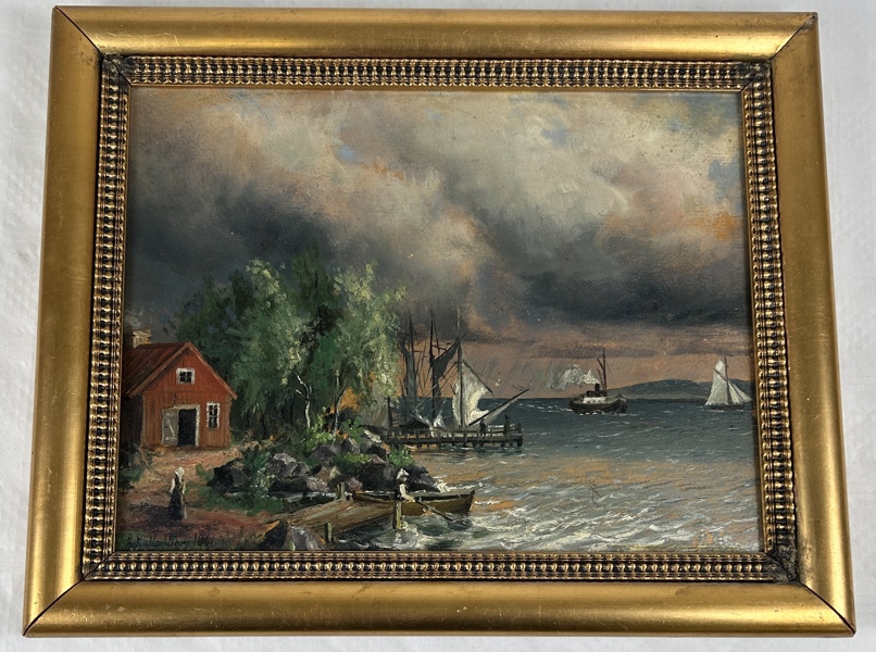 Anders Kallenberg. Olja på pannå, signerad och daterad 1861.