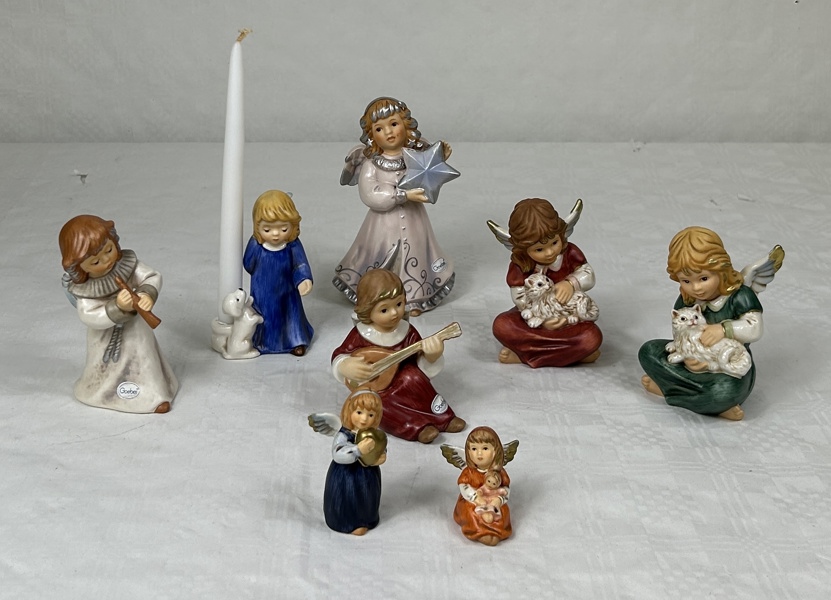 Figuriner och ljusstake, 8 delar, Goebel, Tyskland.