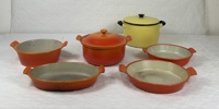 Grytor och ugnsformar, 6 delar, Husqvarna och Kockum.
