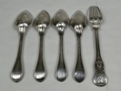 Skedar, 4 st, samt en gaffel, silver.