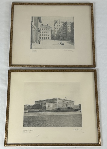 Gustaf Isander. Etsningar, 2 st, signerade.