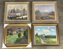 Tavlor, 4 st, olja på duk/pannå.