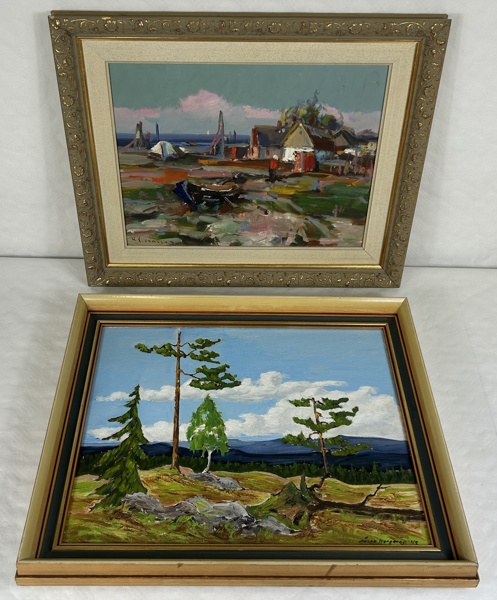 Tavlor, 2 st, olja på pannå, signerade.