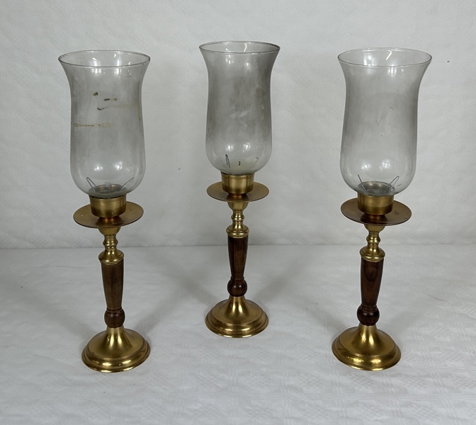 Stormlyktor, 3 st, mässing, 1900-tal.