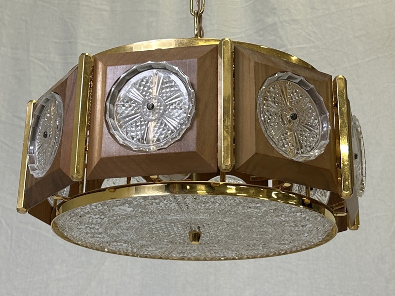 Carl Fagerlund. Taklampa, glas/metall, Orrefors, 1960/70-tal.