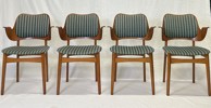 Hans Olsen. Karmstolar, 4st, "107", Teak, Danmark, 1950-tal.