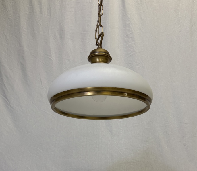 Taklampa, mässing och glas