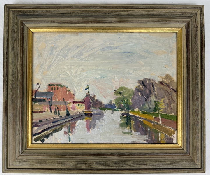 Olja på pannå, Lars Kemner, Uppsalamotiv, signerad och daterad 1943.