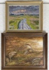 Olja på pannå, 2 st, signerade.