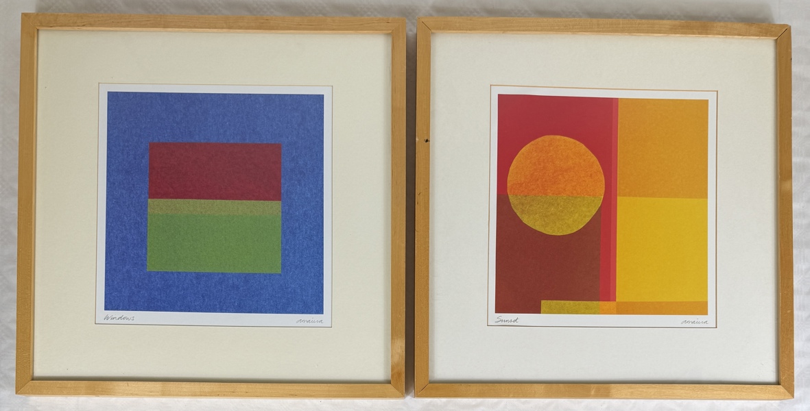 Amaina. Färglitografier, 2 st, Windows och Sunset.