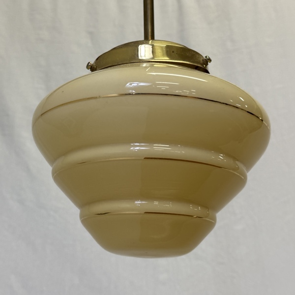 Taklampa, Art Deco, glas/mässing.