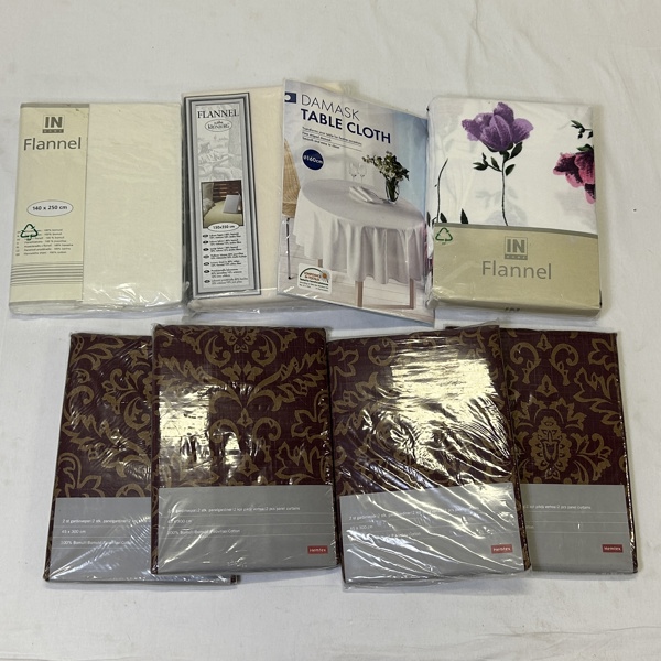 Lakan, duk och gardiner.