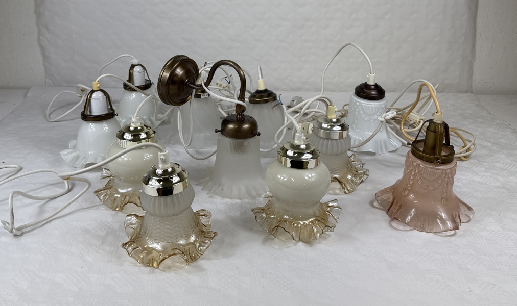 Fönsterlampor och vägglampa, 11 st.