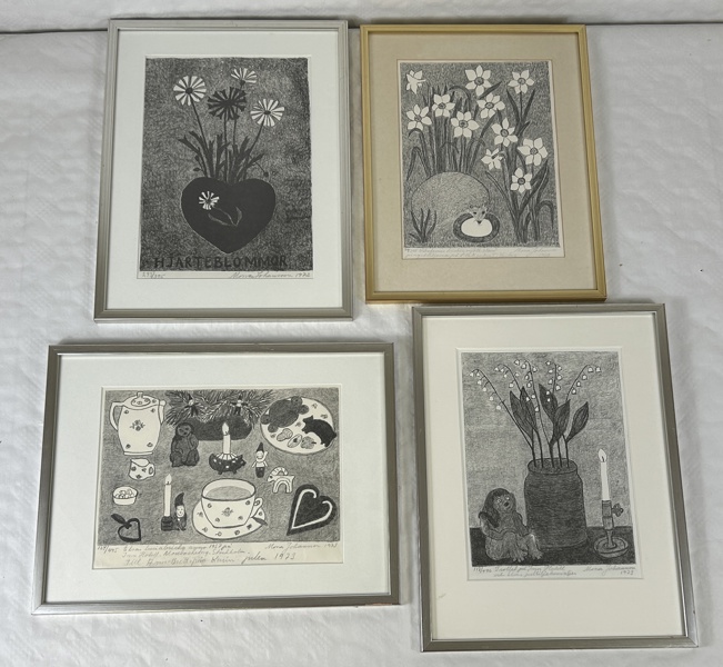 Mona Johansson. Litografier, 4 st, signerade.