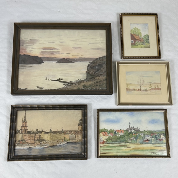 Oidentifierad konstnär. Akvareller, 5 st, signerade och daterade.
