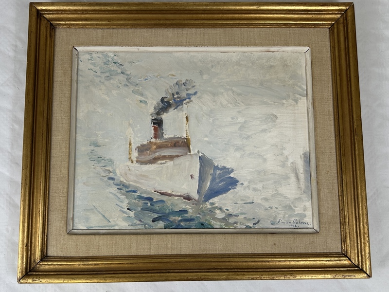 Einar Palme. Olja på pannå, signerad och daterad 1942.