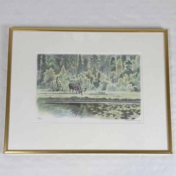 Gunnar Brusewitz. Färglitografi signerad och numrerad 227/300.