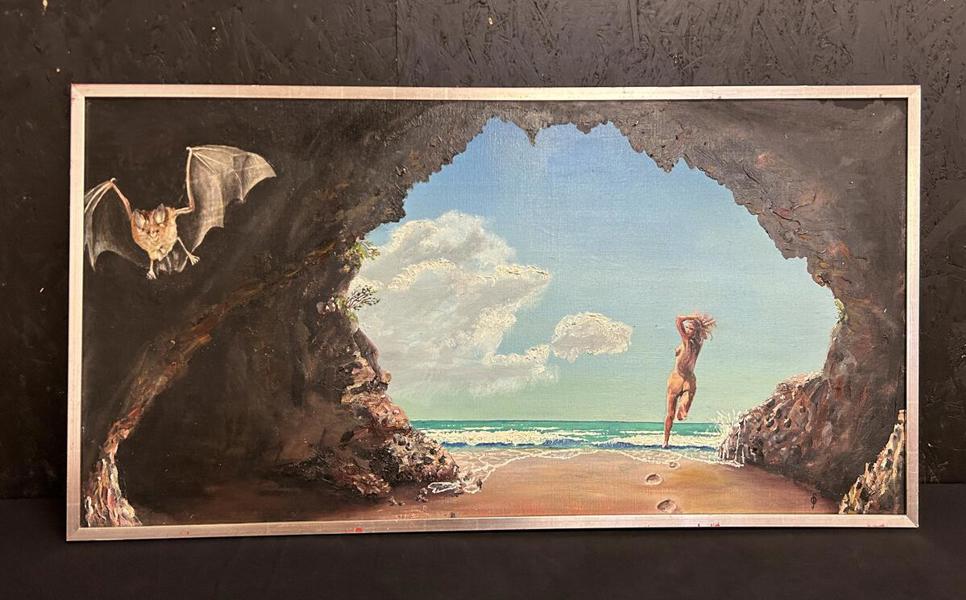 Olja på duk, 134 x 68 cm