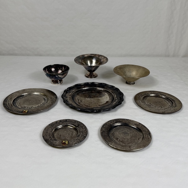 Skålar och brickor, 9 delar, silver 830/1000.