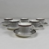 Stig Lindberg, "Spisa Ribb", kaffekoppar med fat, 12 delar, 1950 tal.