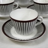 Stig Lindberg, "Spisa Ribb", kaffekoppar med fat, 12 delar, 1950 tal.
