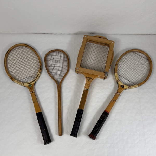 Tennisracket, 4 st, retro.